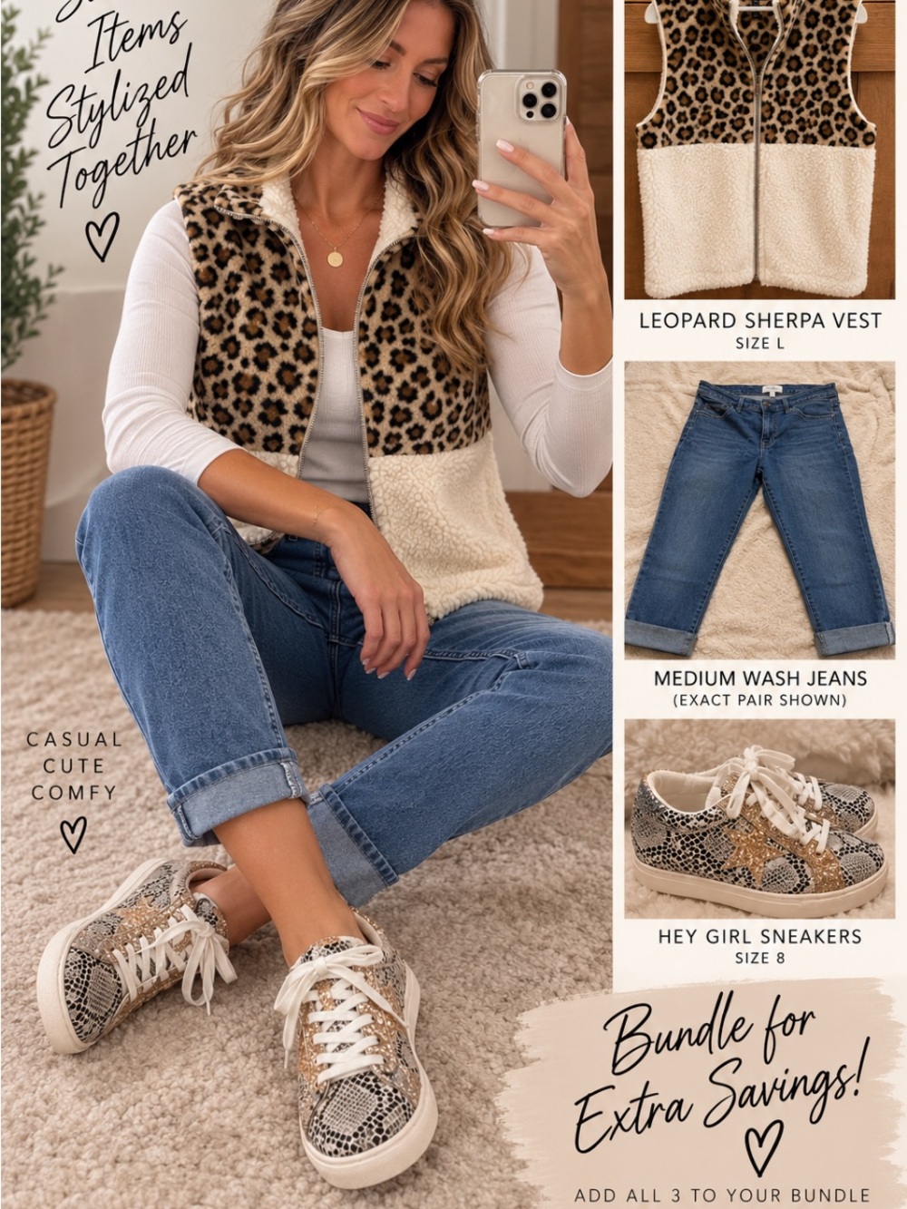 Leopard Sherpa Vest - Cream & Brown Animal Print